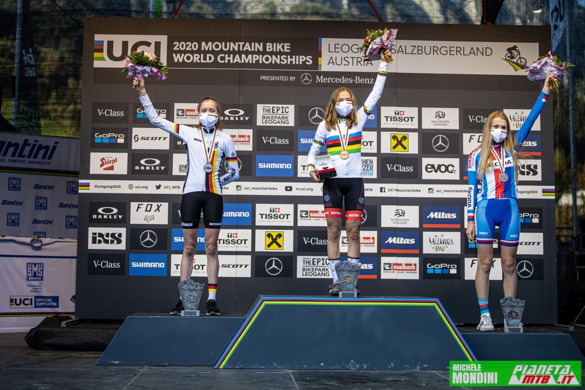 Podio femminile, mondiali junior donne, Leogang 2020